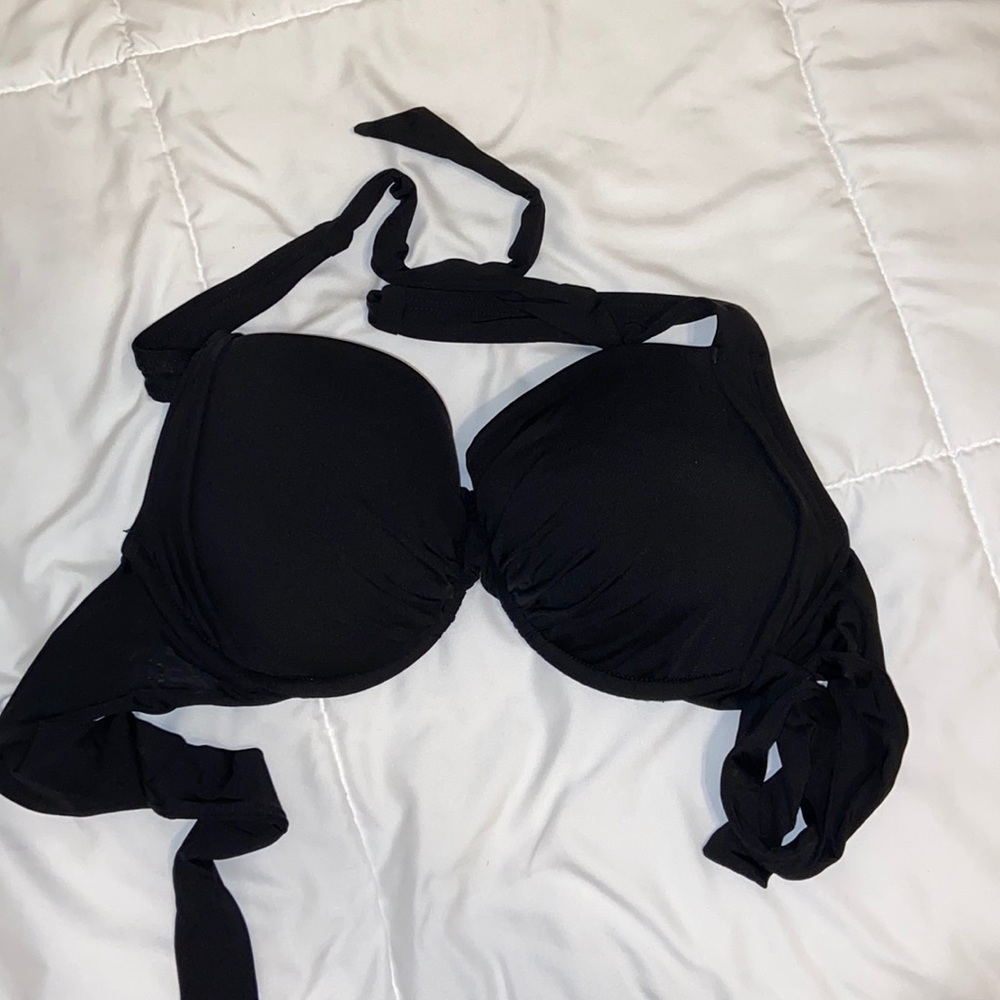 Kenneth Cole Reaction 36D halter tie bikini top black